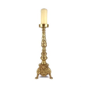 Antique Candle Holder, Large Brass Candle Holder, Vintage Brass Candlestick, High Brass Candle Holder With Shish