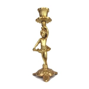 Antique Brass Angel Candle Holder, Cherub Brass Candlestick