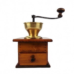 Vintage houten koffiemolen, houten koffiemolen