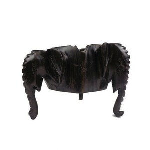 Elephant Carved Ashtray, Wooden Carved Ashtray Elephant Head, African Triba Art Ashtray