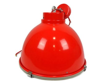 Vintage Red Lamp, Large Hanging Lamp, Red Ceiling Lamp
