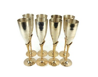 French Wine Cups Set, Antique Gold Inox Wine Cups Set