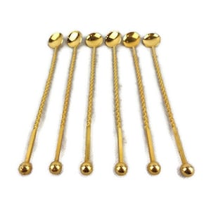 Vintage Coctail Spoons Set of 6, Gold Tone Coctail Spoons Set