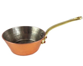 French Copper Saucepan, Vintage Copper Pan With Brass Handle France