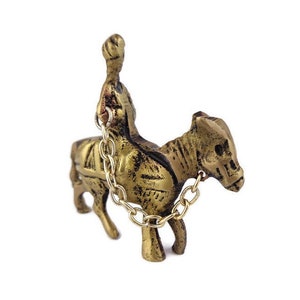 Antike Messing Esel Staue mit Reiter, Vintage Messing Esel Figur