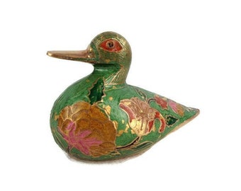 Pisapapeles de latón vintage con forma de pato, figura de pato de latón con pisapapeles