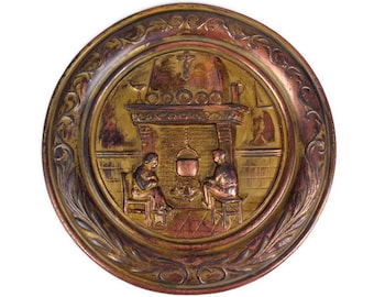 Vintage Wall Hanging Cast Iron Plaque, Copper Wall Decor