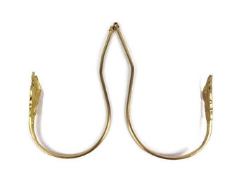 Antique Brass Curtain Wall Hooks, Pair Brass Curtain Rod Wall Holders