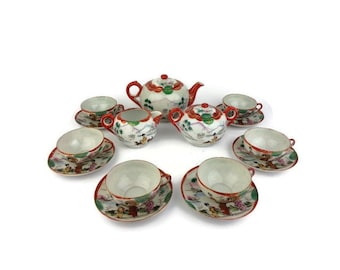 Vintage Porcelain Tea Cooffee Set, Japanese Porcelain Coffee Tea Set, Handpainted Porcelain Tea Cooffee Set Japan
