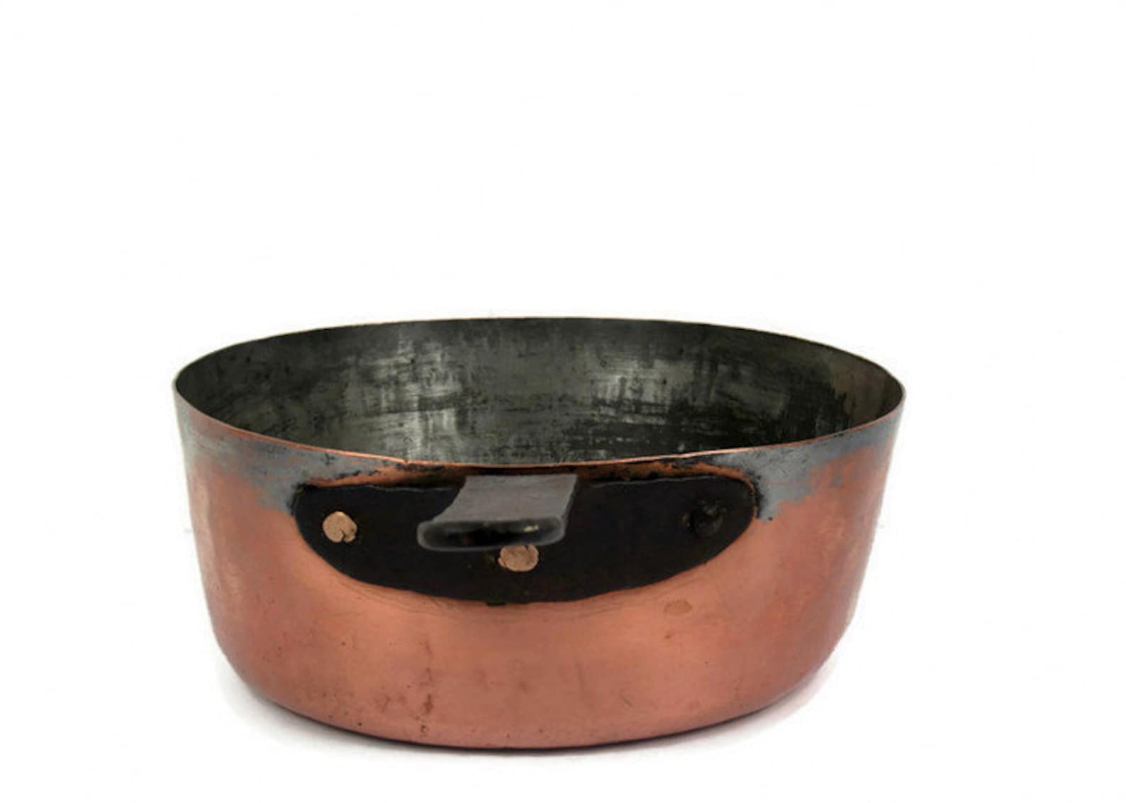 Large Copper Saucepan Vintage Copper Pan With Wrought Iron Etsy