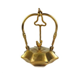 Antique French Oil Lamp, Hanging Miners Lamp, Vintage Brass Betty Lamp France image 2