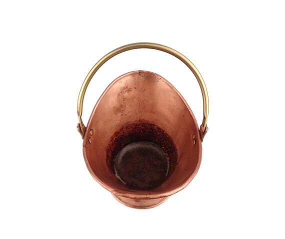 銅製 アンティーク フラワーポット 真鍮ハンドル付きアンティーク銅製植木鉢、ヴィンテージ銅製プランター