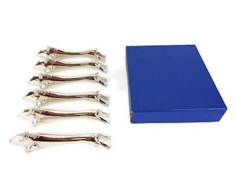 Silver Plated Knife Holder Set of 6 With Original Box, Table Decor France, Vintage Silver Plated Knife Rest Set of 6