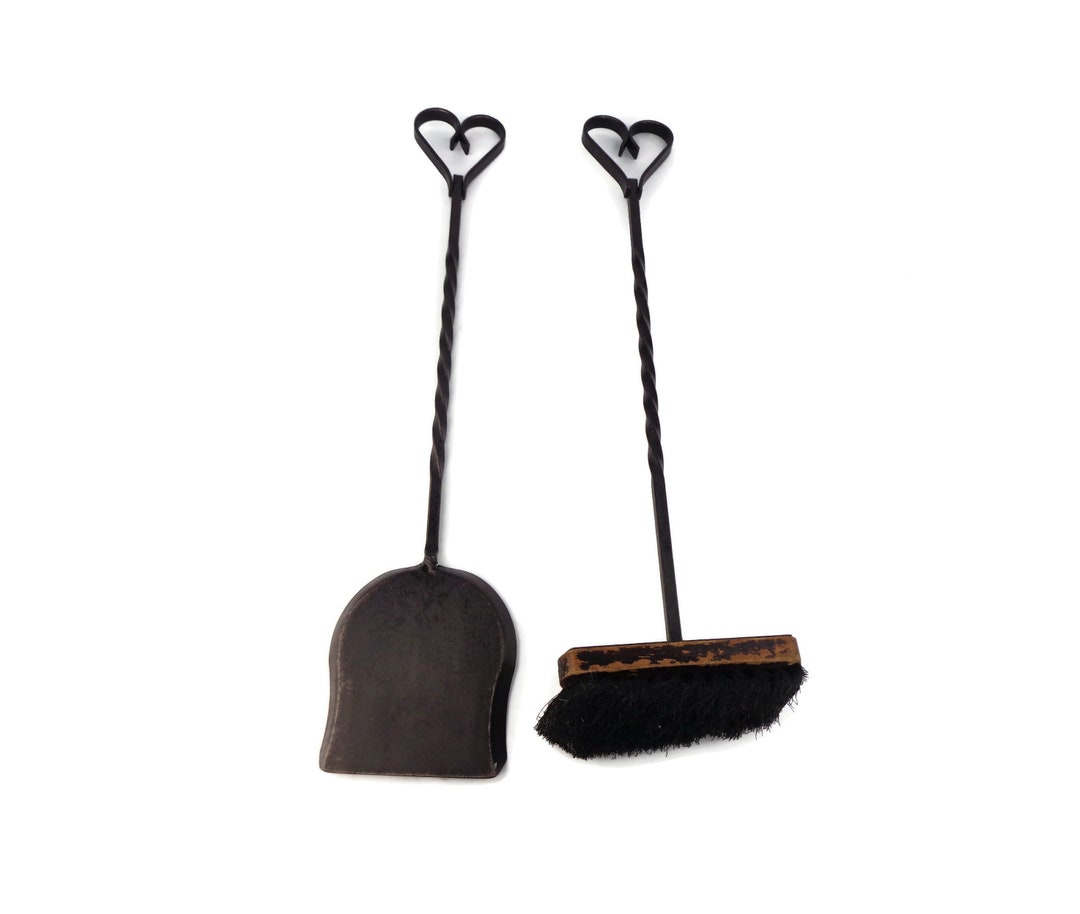 antique-fireplace-shovel-and-brush-vintage-fireplace-decor-iron-fire