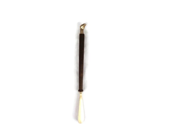 Large Brass Shoe Horn Goat With Wooden Handle, Sh… - image 6