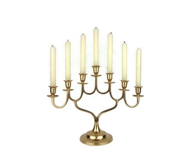Jewish Brass Candle Holder , Menorah Brass Candle Holder 7