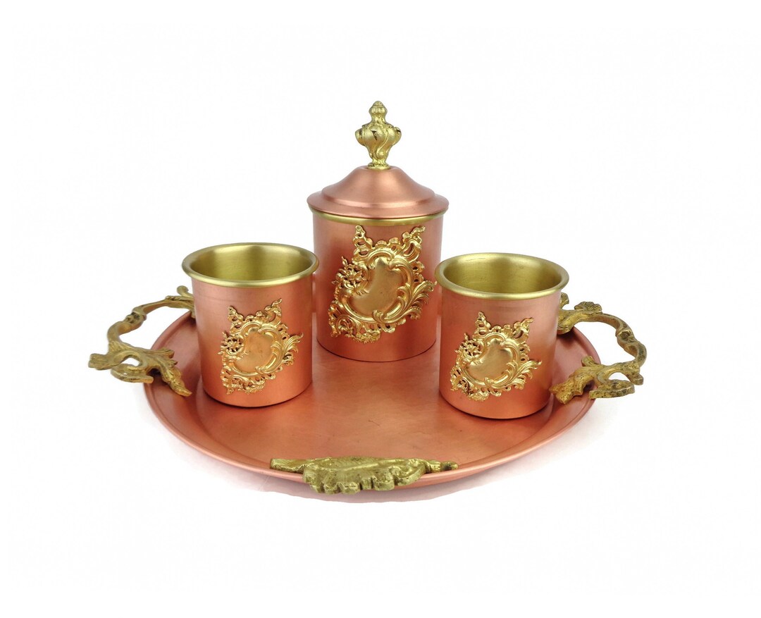 Vintage Copper Tea Coffee Set With Tray Etsy