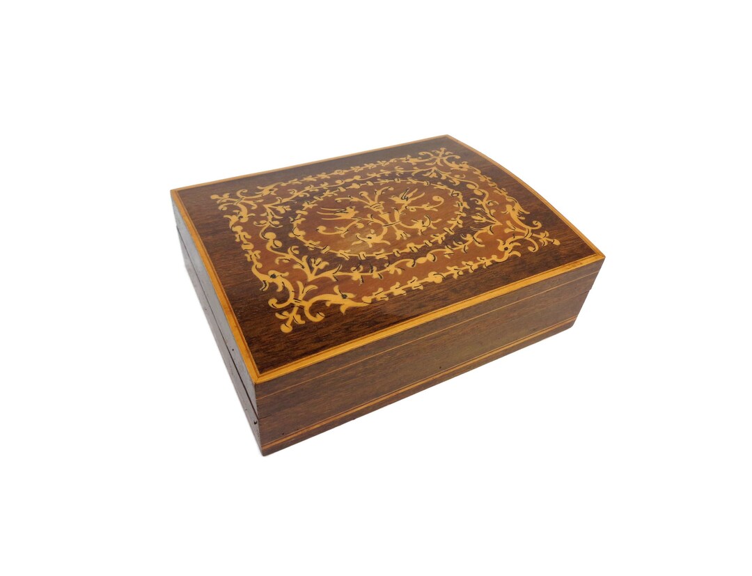 Vintage Wooden Jewelry Box, Antique Inlaid Jewelry Box Etsy
