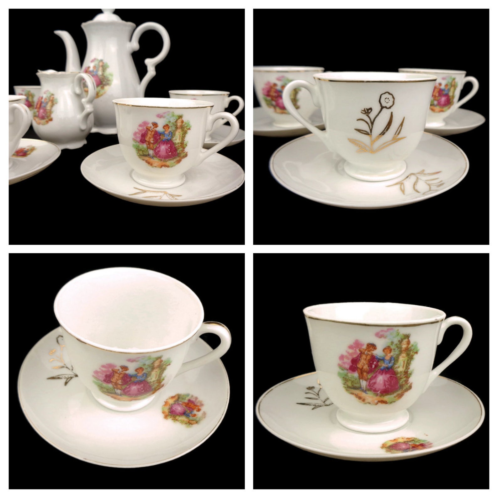 Vintage Porcelain Tea Cooffee Set, Antique Porcelain Coffee Tea Set - Etsy