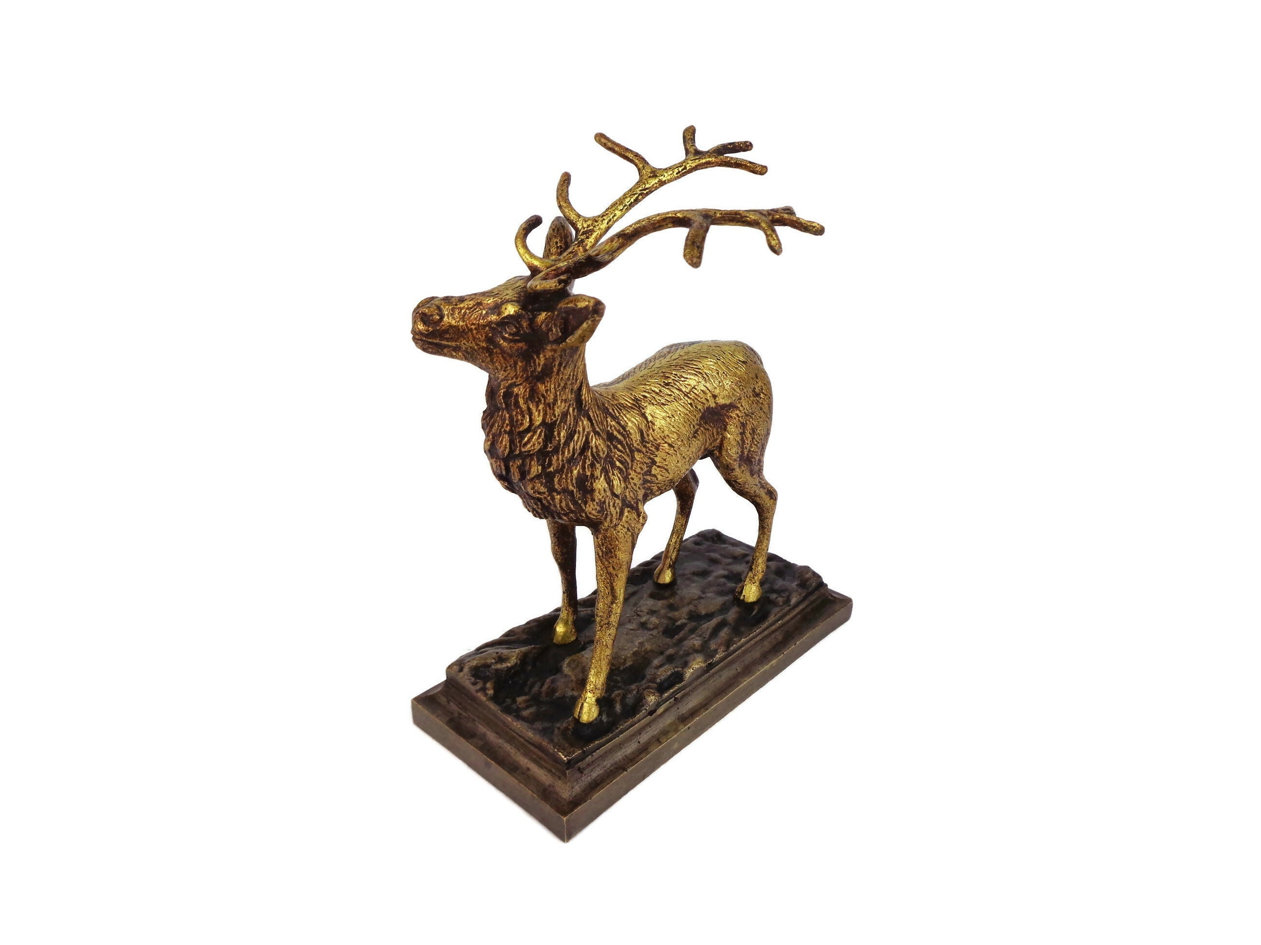 アンティーク鹿の像、ヴィンテージ鹿の彫刻、ブロンズ鹿の彫刻 - Etsy 日本