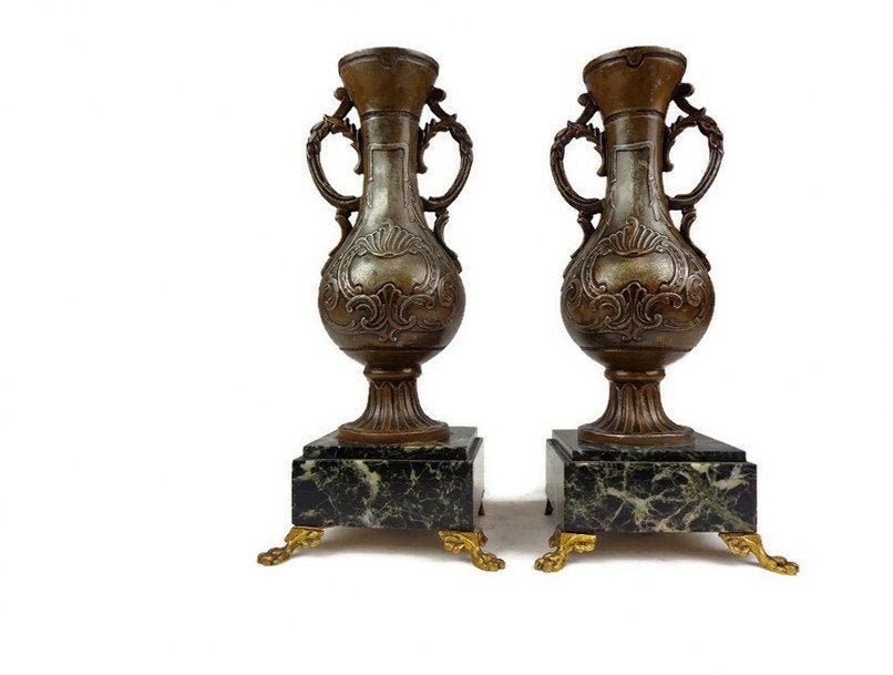 Ensemble De 3 Vases En Marbre Design Minimaliste Brut - Occasion Bon état