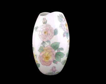 大きめの花柄陶器花瓶イタリア製 イタリア製陶器の花瓶、花飾り付き大型陶器の花瓶、ヴィンテージ陶器の