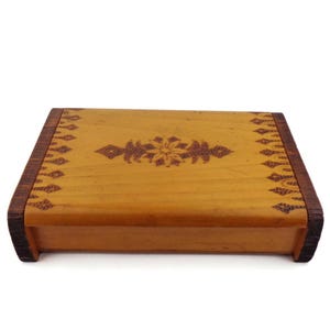 Vintage Wooden Jewelry Box, Handmade Wooden Storage Box
