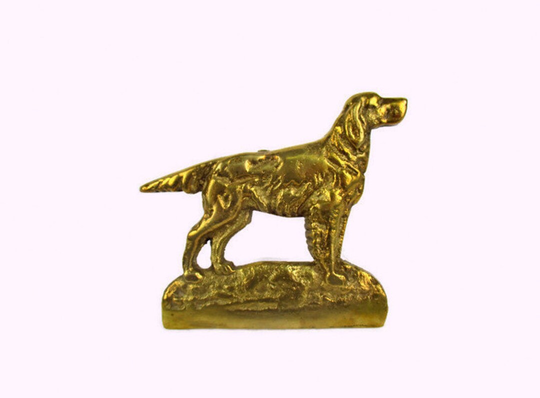 Vintage Brass Dog Figurine With Stand Antique Brass Setter Etsy