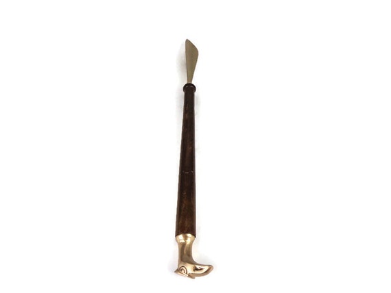 Large Brass Shoe Horn Goat With Wooden Handle, Sh… - image 5
