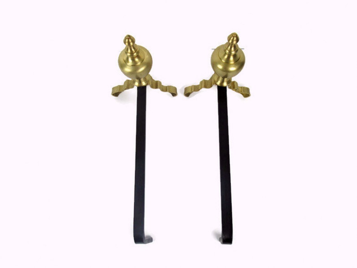 Antique Fireplace Andirons Brass Fireplace Decor French Etsy