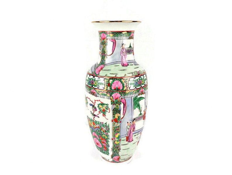 Vintage Large Chinese Ceramic Vase Handpainted Ceramic Vase Etsy