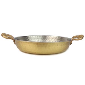 Antique Brass Cooking Pan, Vintage Brass Pan With Handles, Hammered Cookware
