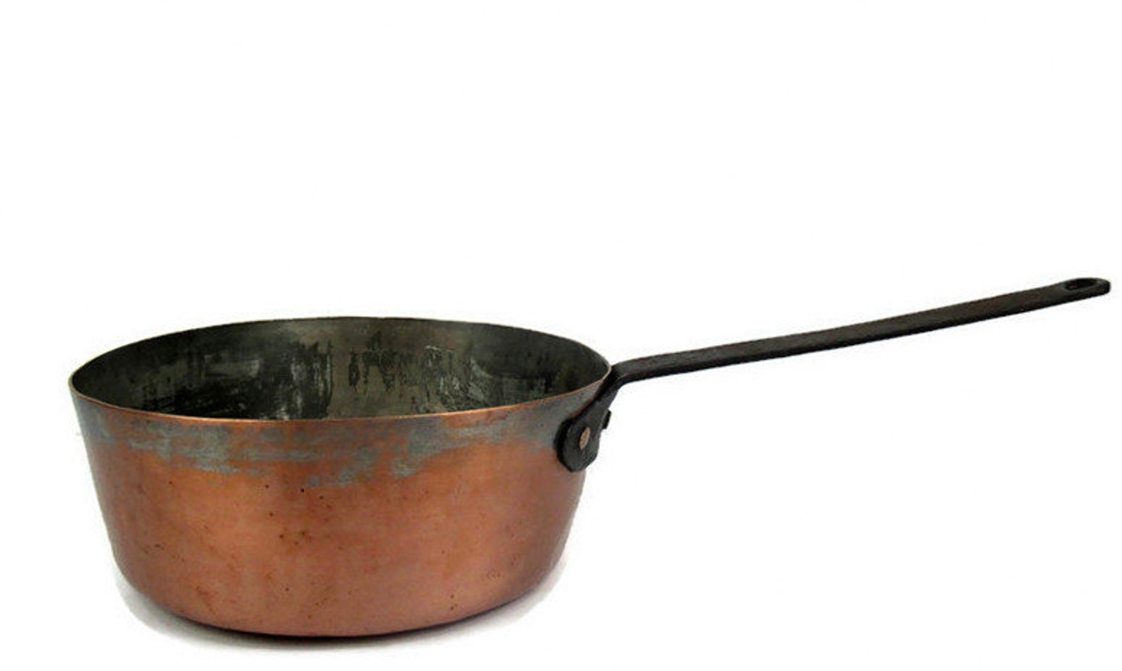 Large Copper Saucepan, Vintage Copper Pan With Wrought Iron Handle - Etsy
