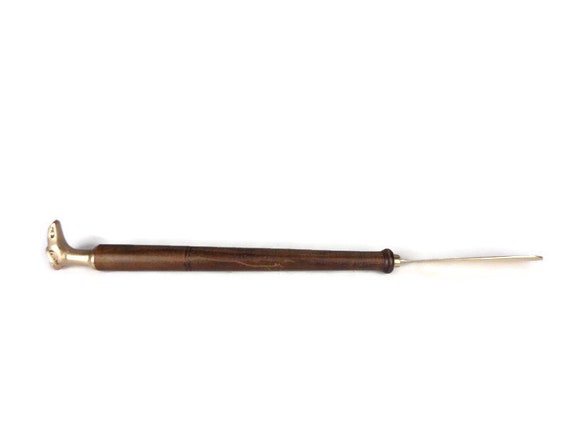 Large Brass Shoe Horn Goat With Wooden Handle, Sh… - image 4