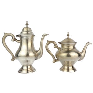 Conjunto de bules de chá e café banhados a prata vintage, conjunto de bules antigos