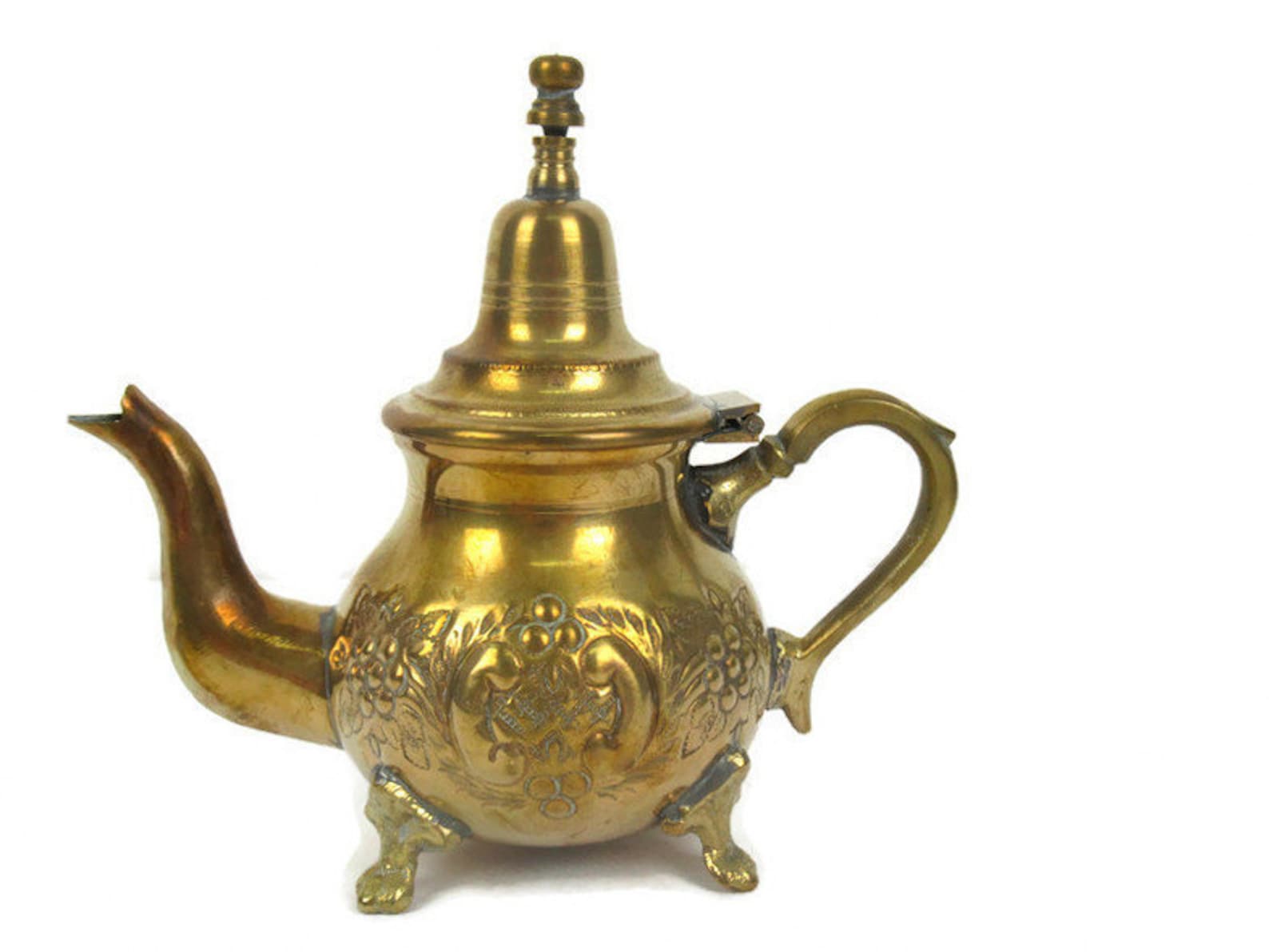 Vintage Moroccan Brass Teapot With Legs Moroccan Brass Etsy