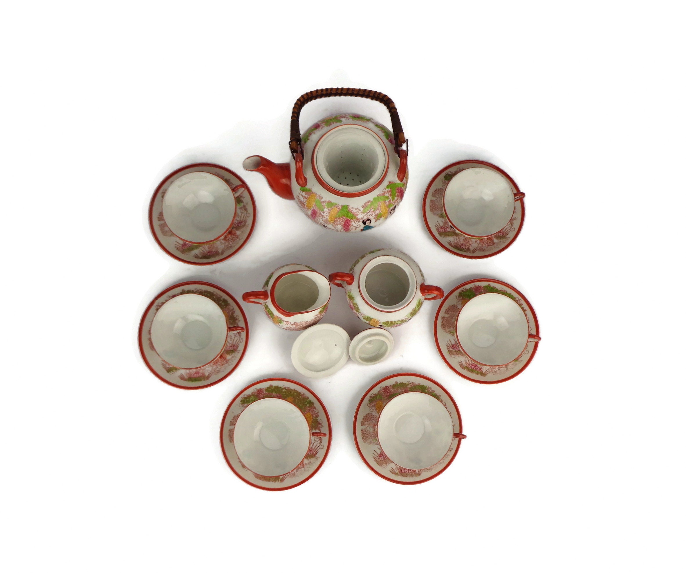 Vintage Japanese Geisha Ware Tea Set Japanese Porcelain Etsy