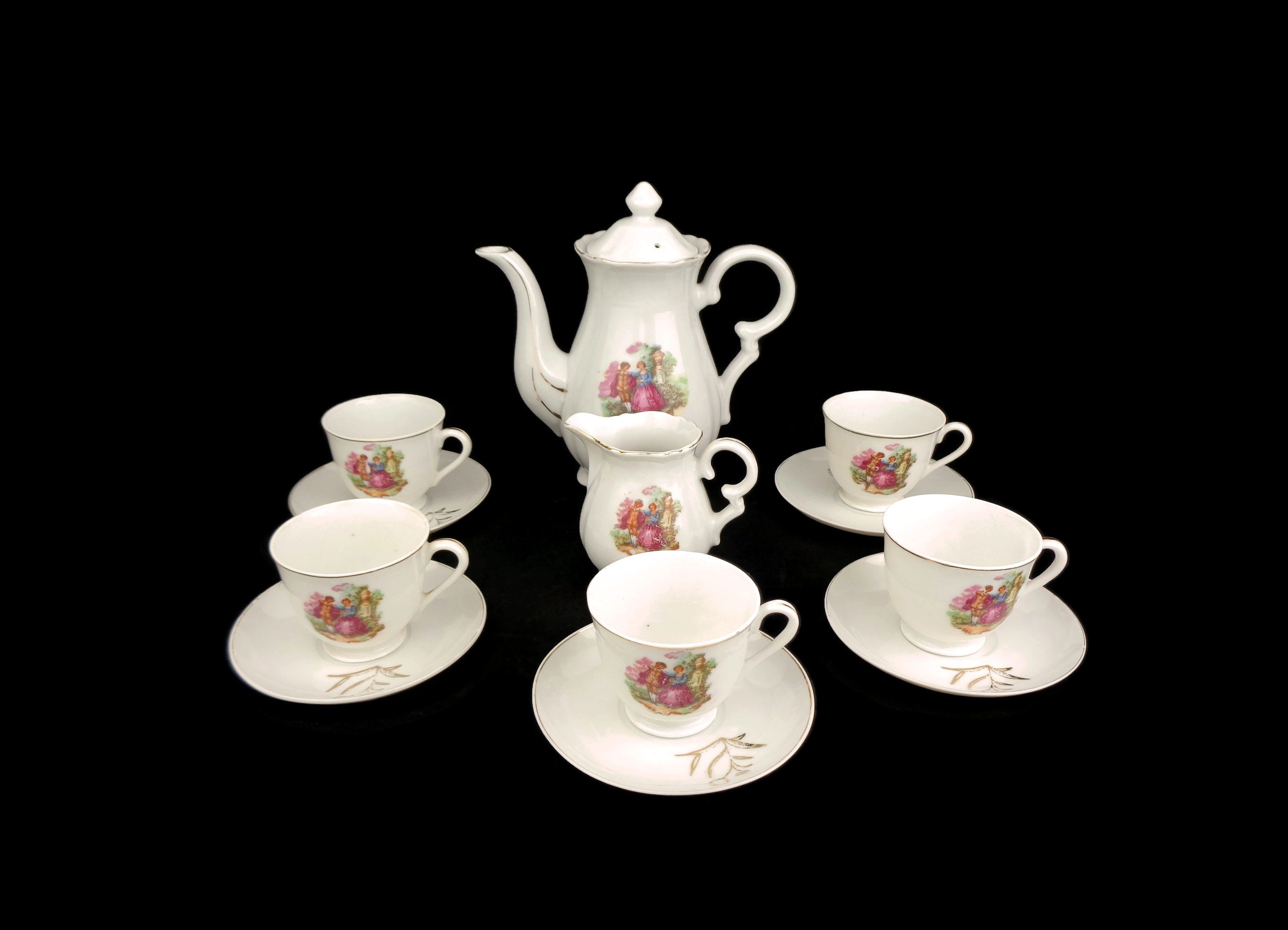 Vintage Porcelain Tea Cooffee Set, Antique Porcelain Coffee Tea Set - Etsy