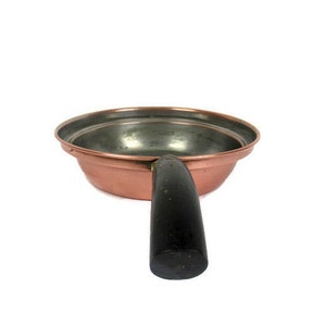 Large Copper Saucepan New York USA, Vintage Copper Pan With Wooden Handle