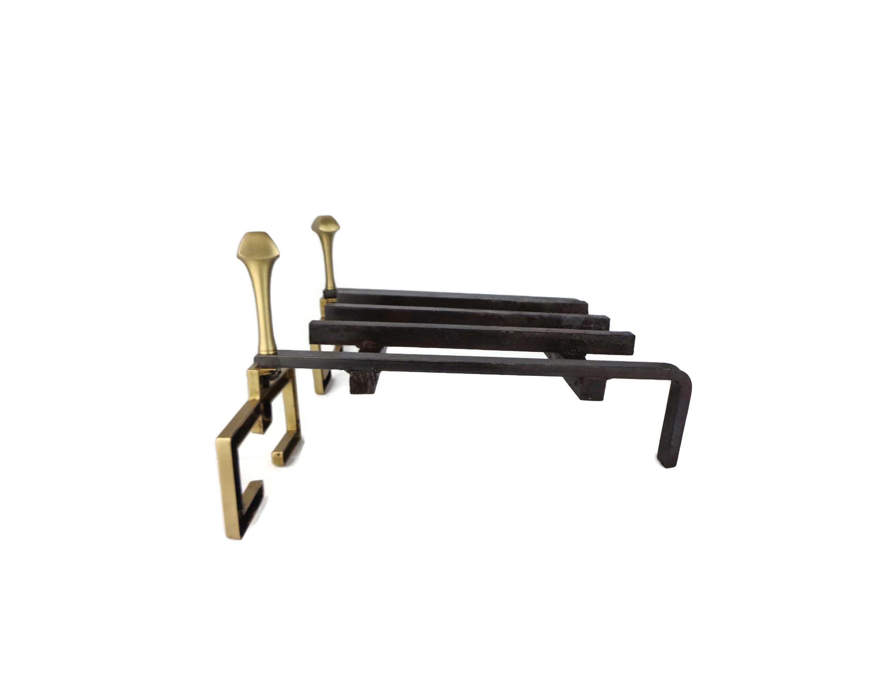 Antique Fireplace Andirons With Grate Iron Fireplace Grate Etsy