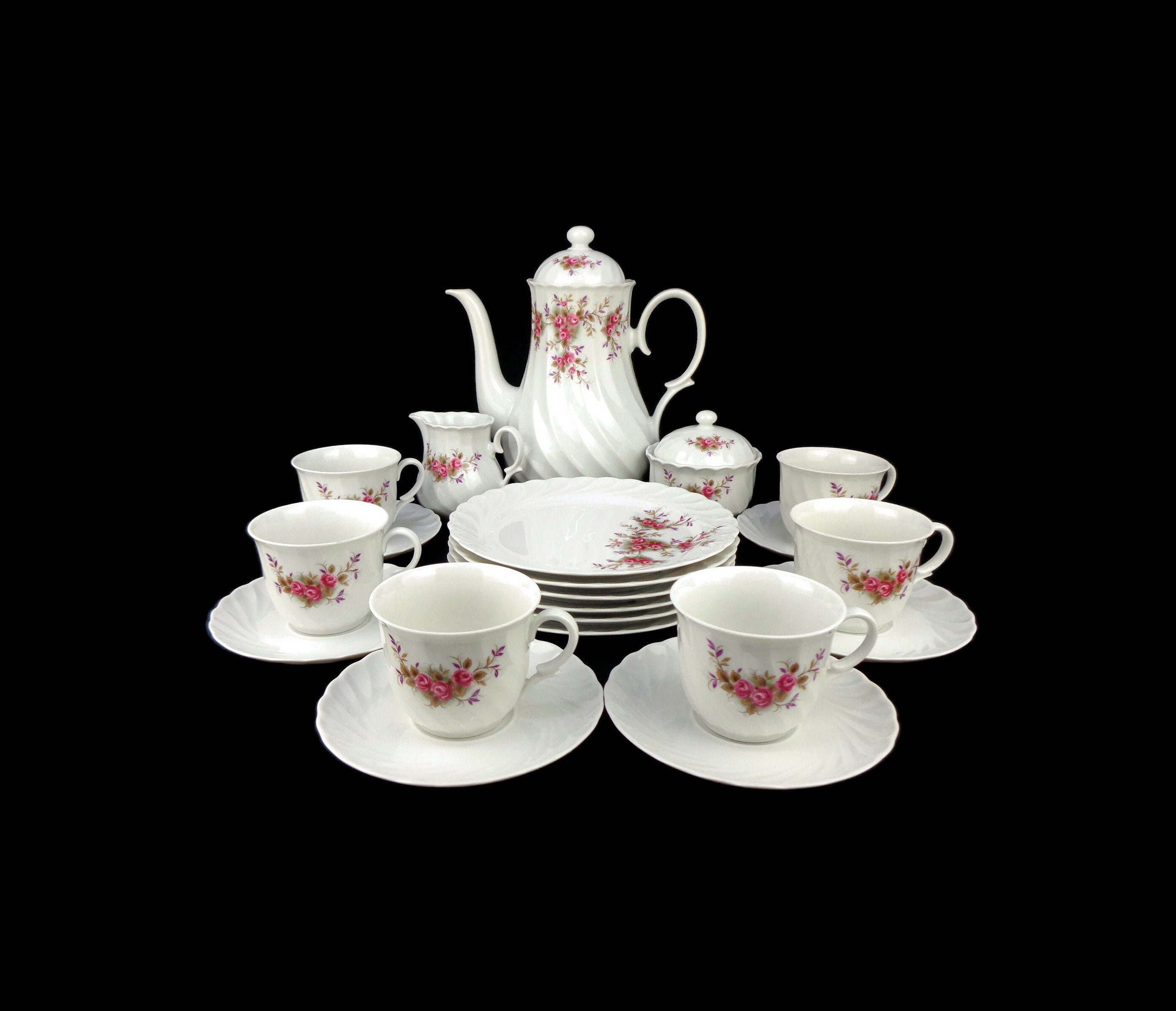 Vintage Porcelain Breakfast Set, Breakfast Dining Set Bavaria Germany, Bavarian Porcelain Coffee Tea Set