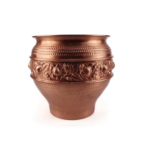 Vintage Copper Planter, Antique Copper Jardiniere, Handmade Copper Flowers Pot