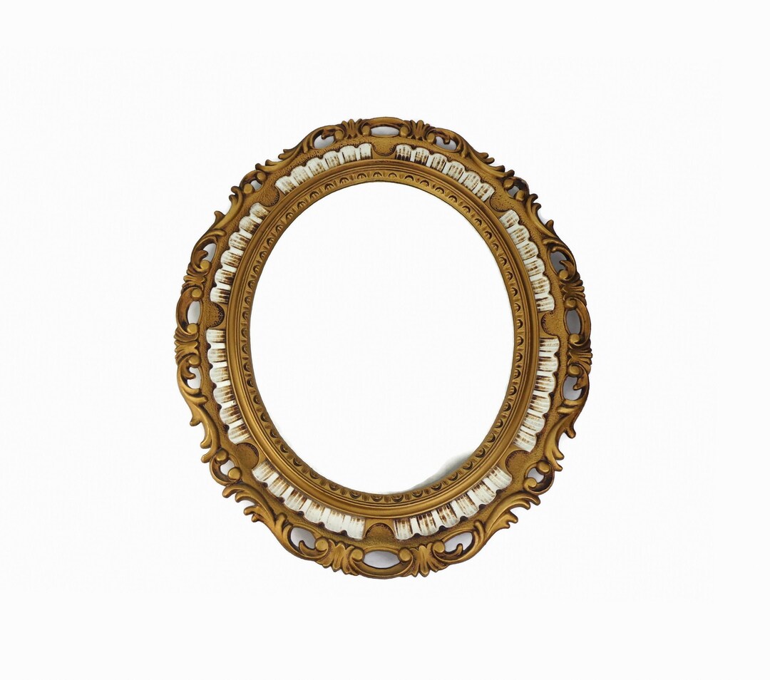 Antique Oval Mirror With Gold Tone Frame Vintage Ornate Wall Etsy