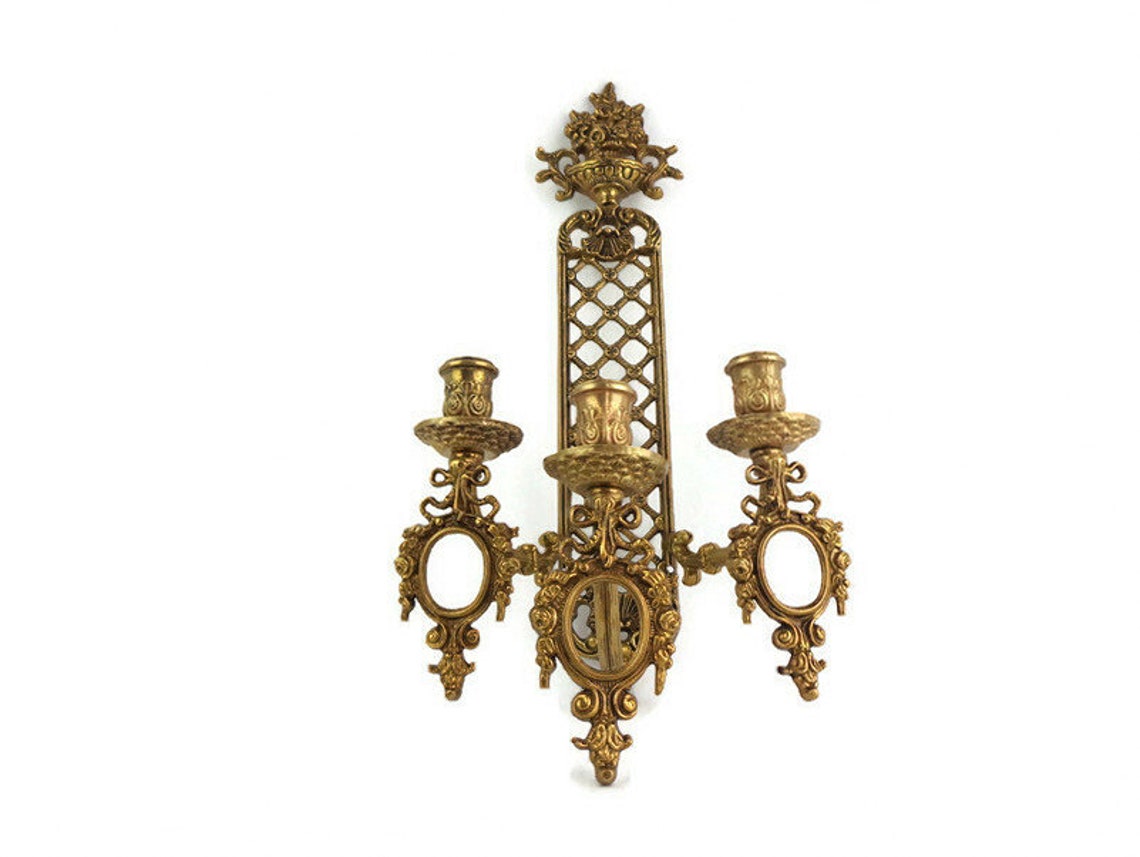 Antique Brass Wall Candle Holder Vintage Wall Brass | Etsy
