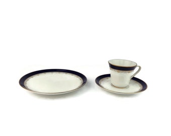 Ensemble petit-déjeuner vintage en porcelaine, ensemble petit-déjeuner trio Bavière Allemagne, tasse à café en porcelaine avec assiette à dessert