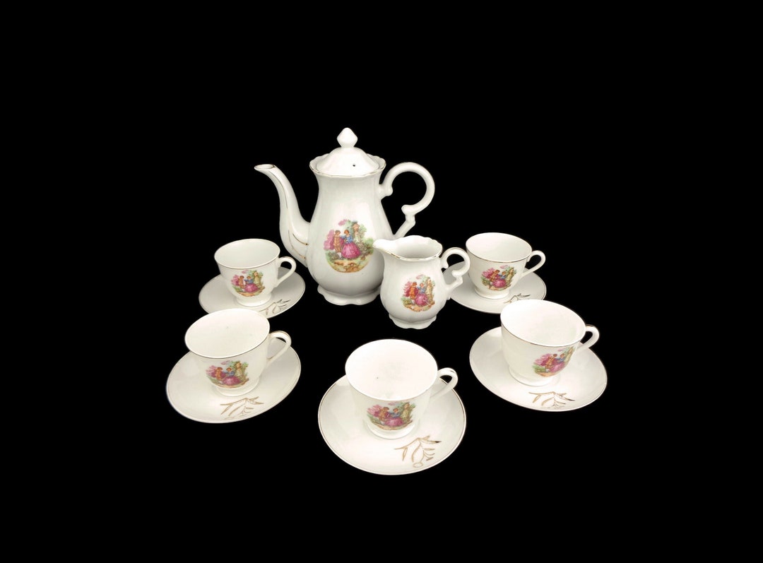 Vintage Porcelain Tea Cooffee Set, Antique Porcelain Coffee Tea Set - Etsy
