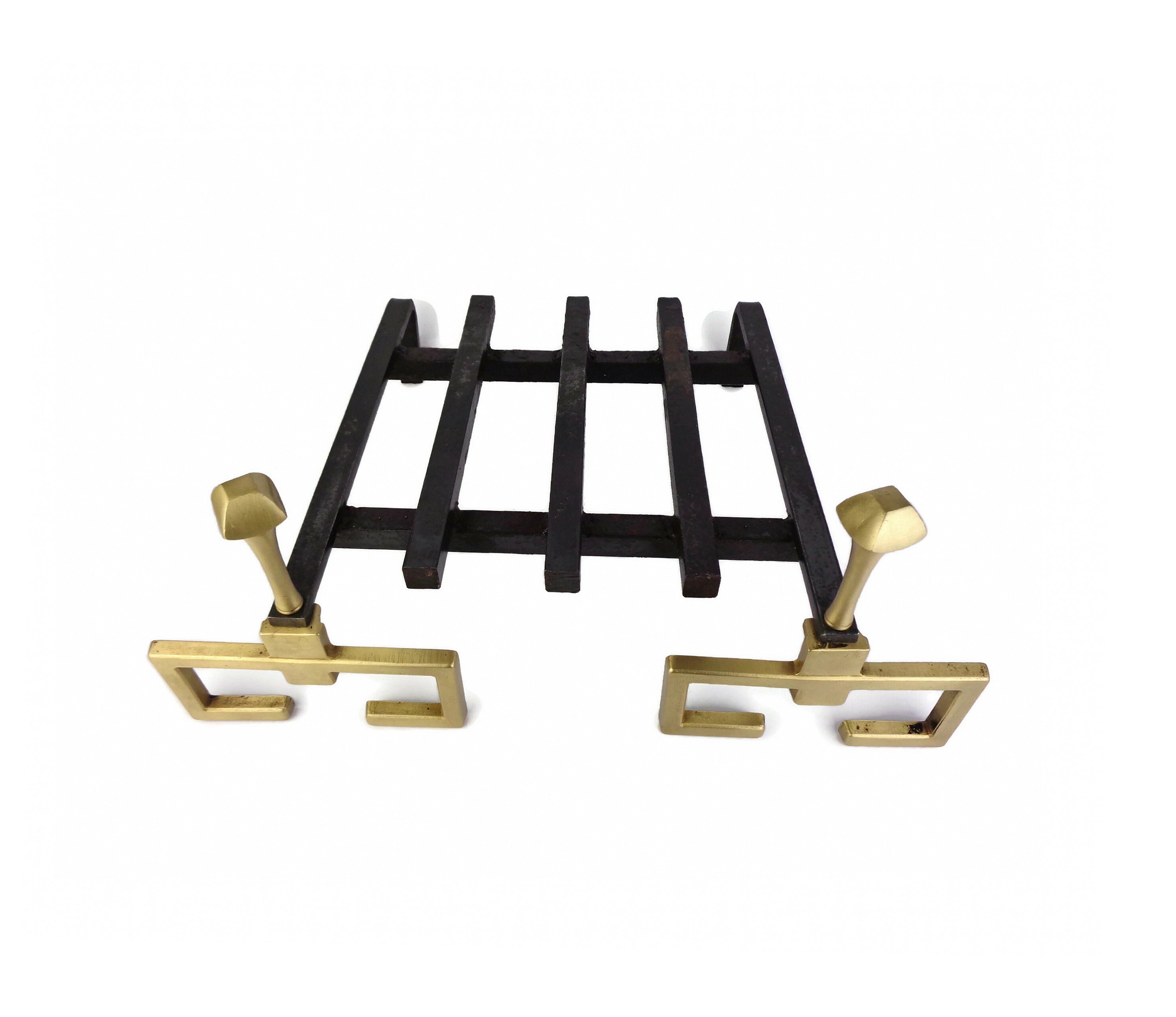 Antique Fireplace Andirons With Grate Iron Fireplace Grate Etsy