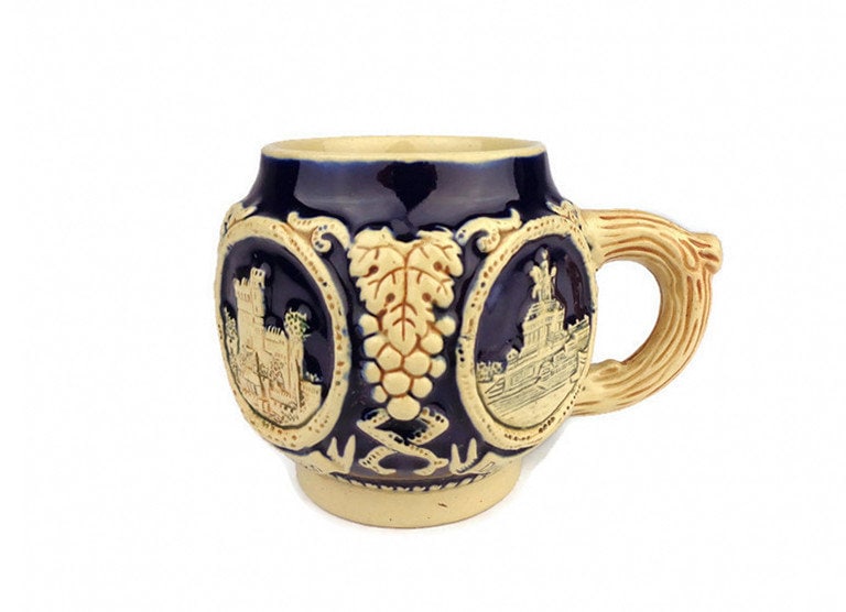 輪線 酒呑 酒盃 ヨーロッパ製 Vintage German Cider, Punch Mug Stolzenfels Rheinstein Rhein