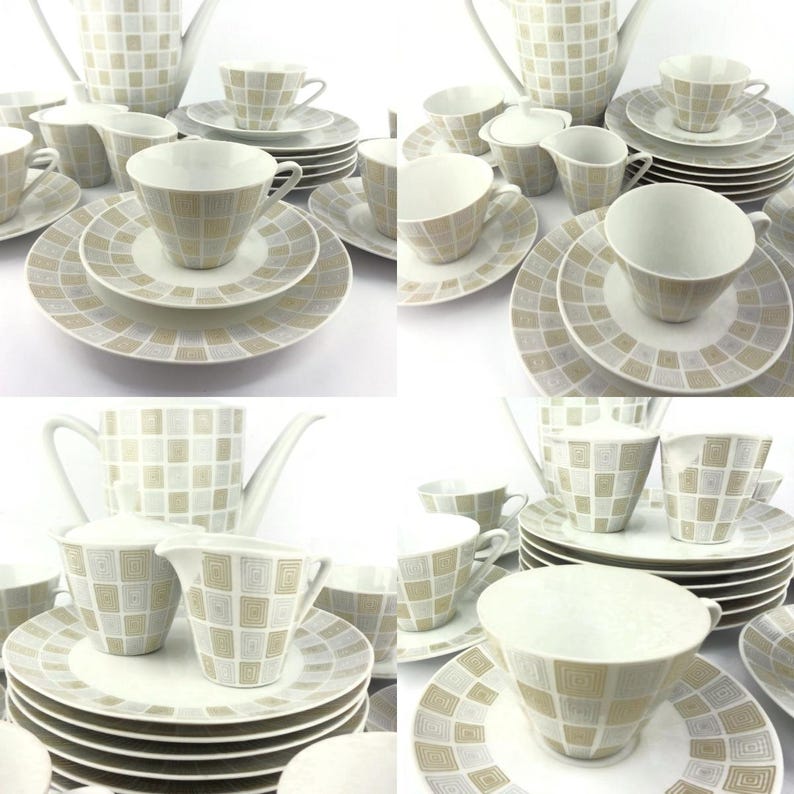 Vintage Porcelain Tea Coffee Set, Breakfast Dining Set Bavaria Germany ...