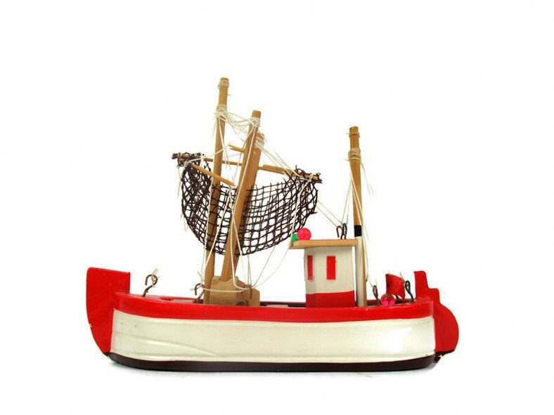 Vintage Wooden Ship Model, Wooden Boat Souvenir, Nautical decor
